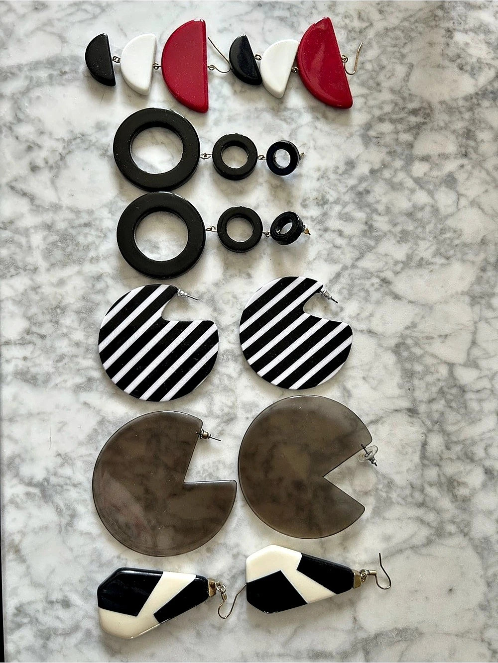 Resin Statement Earring Set in Black & White